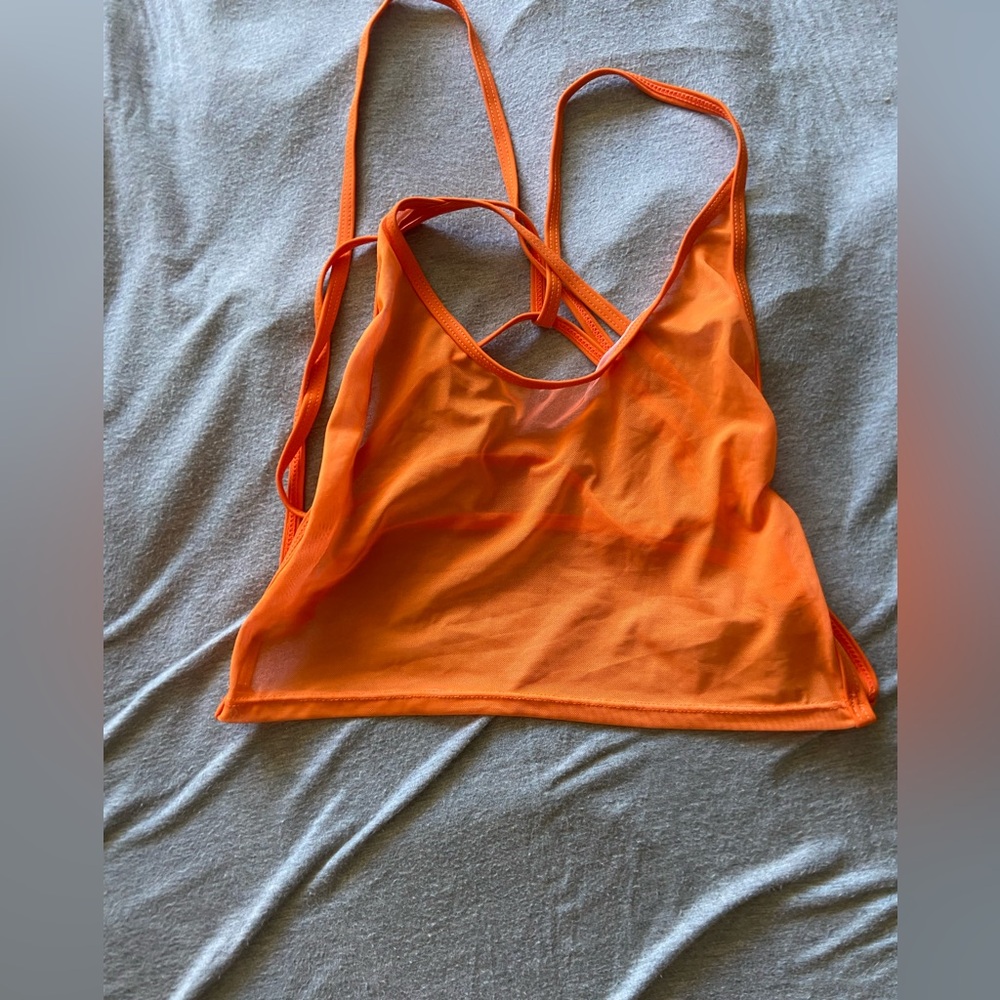 SHEIN Orange Bandeau swim cover up top